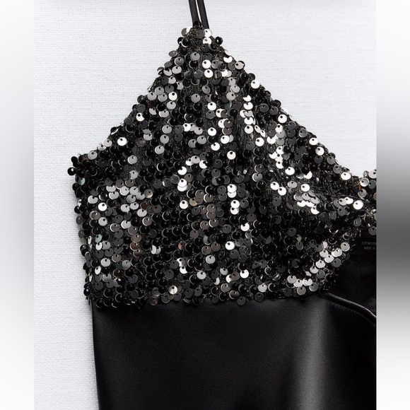 NWT Zara Sequin Satin Dress - Picture 7 of 7